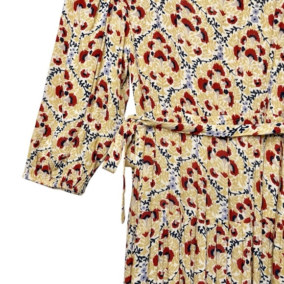 NWT BILLA 77 Bellview Floral Wheat Boho Puff Sleeve Wrap Maxi Dress Sz XS - Picture 16 of 16